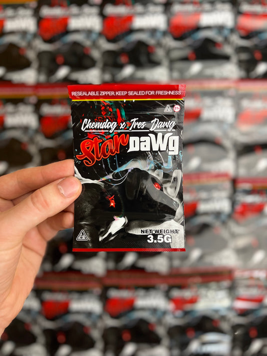 10 x Star Dawg Packs Resealable Plastic Mylar 3.5 Bags Brand New Black/Red