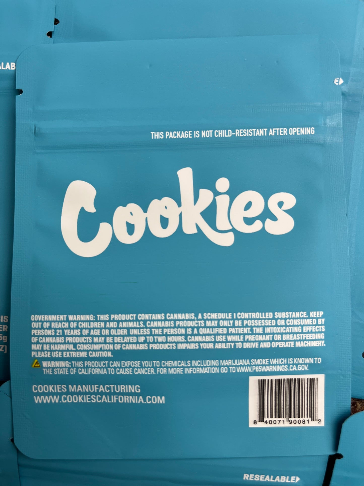 10 x Cookies Packs Resealable Plastic Mylar 3.5 Bags Brand New Blue