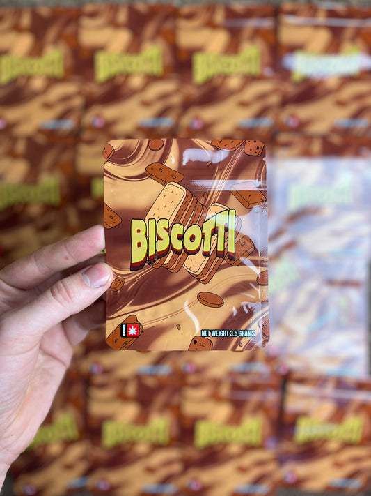 10 x Biscotti Packs Resealable Plastic Mylar 3.5 Bags Brand New Brown