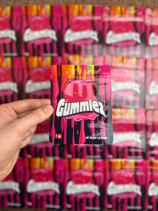 10 x Gummiez Packs Resealable Plastic Mylar 3.5 Bags Brand New Pink